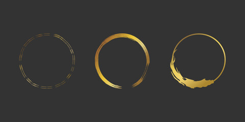 Gold round frame. Attractive unique line gold ring design