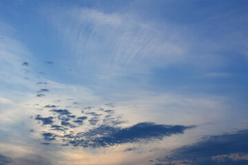 amazing sunset with the blue sky and dark blue clouds wallpaper  