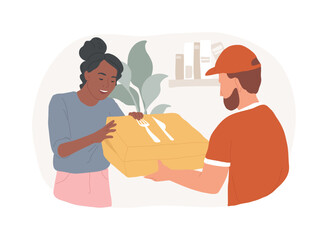 Restaurant food delivery isolated cartoon vector illustrations.