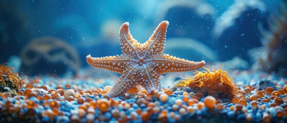 Close-up of a starfish on the ocean floor