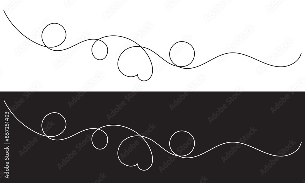 Wall mural continuous line drawing of heart. one line drawing isolated on white and black background. vector il