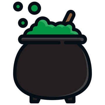 recommend clip art: cauldron potion pot boil witch halloween filled outline