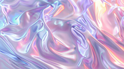 Obraz premium 3d render, abstract holographic background with liquid wavy lines in pastel colors, purple blue pink white