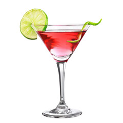 refreshing Cosmopolitan cocktail with lime garnish