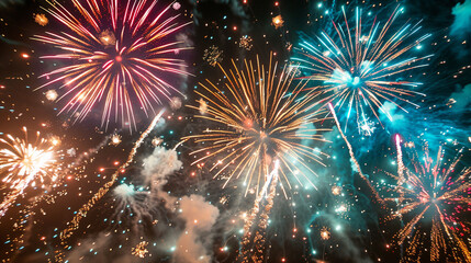 Fototapeta premium Colorful fireworks. 