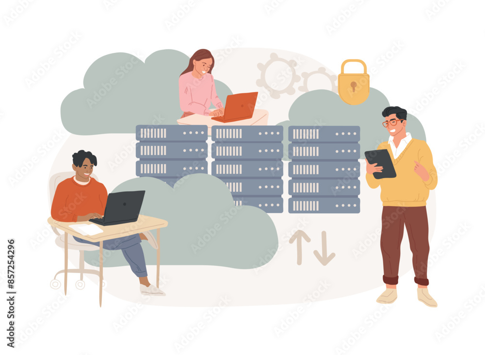 Poster database isolated concept vector illustration.