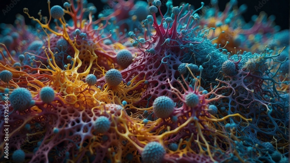 Fototapete abstract 3d rendering of a colorful organic structure resembling a coral reef. ai.