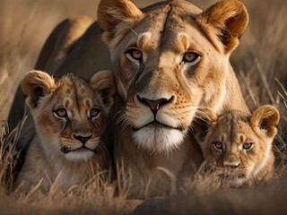 Obraz premium lioness and cubs
