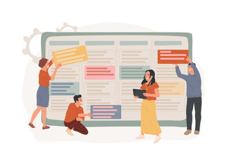 Kanban board isolated concept vector illustration.