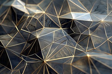 Fototapeta premium Elegant Geometric Abstract Digital Art Pattern with Intricate Polygonal Faceted Mosaic Design