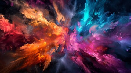 Fototapeta premium Vibrant Burst of Colors, Abstract Explosion on Dark Background.