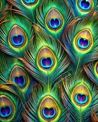 peacock feathers abstract background closeup vibrant colors