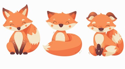 Fox. Flat vector illustration of cute animal. Baby nursery art.