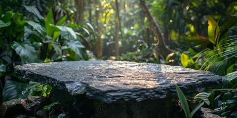Obraz premium Tropical Garden with Stone Podium Display