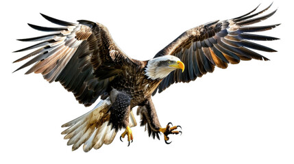 Obraz premium A eagle spreads its wings wide and its sharp eyes scan the ground below for prey.