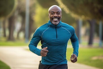 a man jogging in the park in a tracksuit, healthy lifestyle