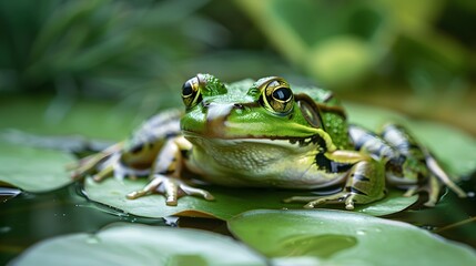 frog on green pond. 