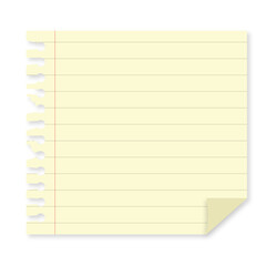 yellow block with torn holes page with gray stripes realistic with shadow