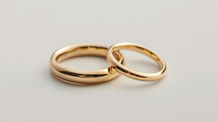Minimalistic golden wedding rings isolated