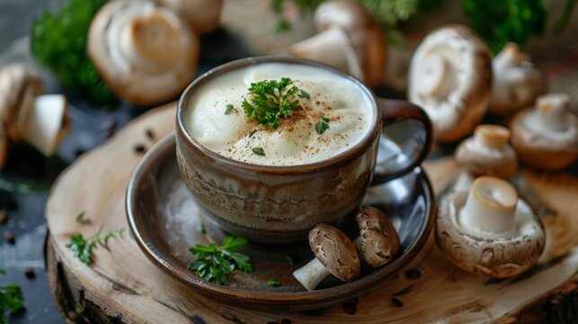 French cuisine. Mushroom cappuccino.