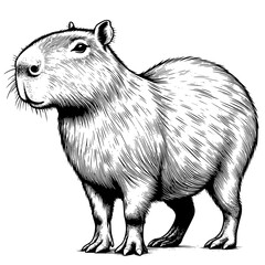 illustration of capybara, a sketch of a capybara, detailed line art of capybara.