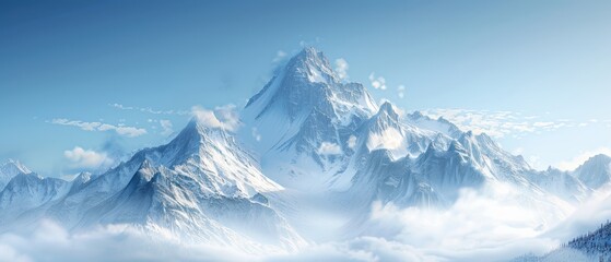 Fototapeta premium Detailed background of a snowy mountain peak, with crisp clear air and stunning vistas, ideal for winter sports themes