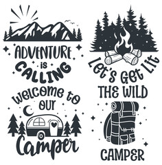 Summer Camp. Vector Illustration. Concept for Shirt or Logo, camping