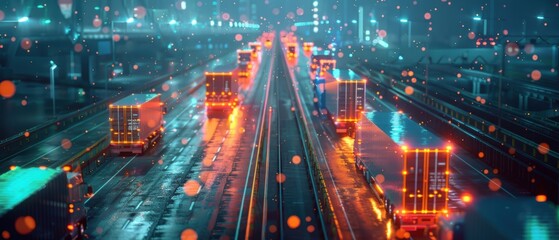 Fototapeta premium Detailed concept of cloud-based logistics, showing efficient supply chain management and real-time tracking