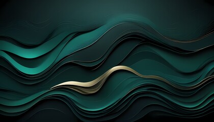 Wavy flowy trendy modern background. 3d banner in emerald-royal color. Abstract dark green texture. Generative AI, Generative, AI, Abstract-Art, Painting-Art, Provocative-Art, Watercolor-Art