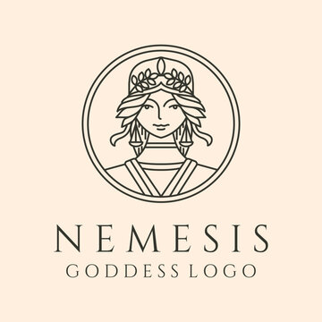 nemesis greek goddess line art logo vector symbol illustration design