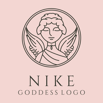 nike greek goddess line art logo vector symbol illustration design