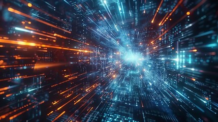 Fototapeta premium Digital Data Flow Abstract Background