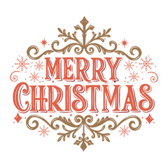 Obraz premium Christmas and New Year typography on a background with snowflakes. Vector illustration on white background