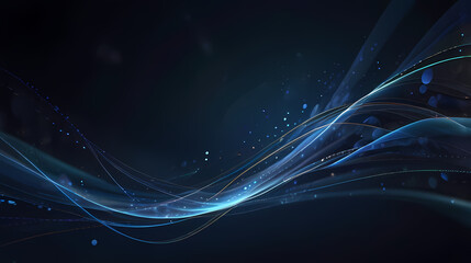 Abstract light background featuring ethereal, wispy strands of light in a midnight blue setting