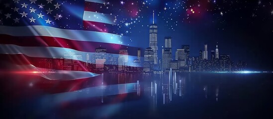 Patriot day with flag of USA. We will never forget, 911 remembrance day.