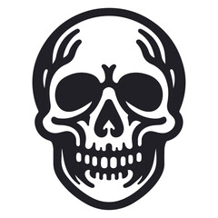 A silhouette skeleton death skull on a white background