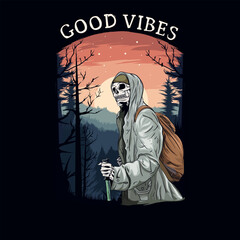 zombies are traveling up the mountain carrying backpacks