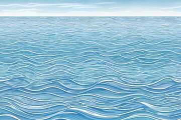Naklejka premium Serene Blue Ocean Waves: Watercolor Seascape Background.