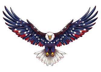 Majestic Bald Eagle with American Flag Integrated into Wings 