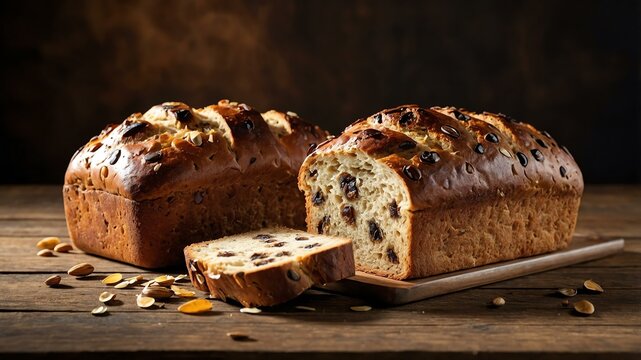 realistic photography of barmbrack bread on a clean wo background