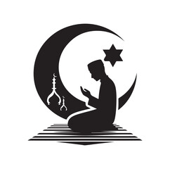Muslim Praying silhouette. praying symbol  illustration

