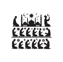 Muslim Praying silhouette. praying symbol  illustration
