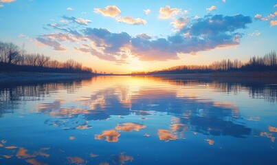 Calm river reflecting the sky