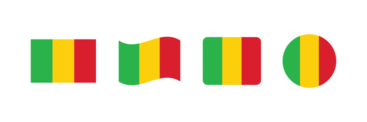 Vector Mali flag. Set of Mali Flags Collection. 
