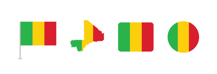 Vector Mali flag. Set of Mali Flags Collection. 
