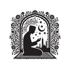 Muslim Praying silhouette. praying symbol  illustration
