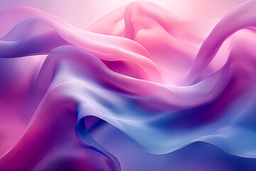 Obraz premium Abstract tulle fabric on a wave background. Pink purple gradient swirls.