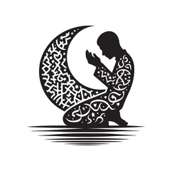 Muslim praying silhouette vector illustration 
