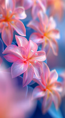 A close up of a bouquet of pink flowers. The flowers are arranged in a way that makes them look like they are blooming. The image has a soft, romantic feel to it