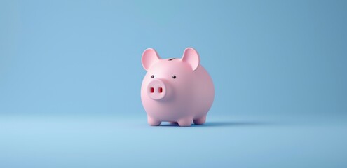 Piggy Bank on Light Blue Background